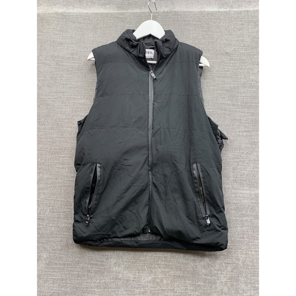 Zara Puffer Vest Mens Medium Black Insulated Zipper Pockets Full Zip Outerwear